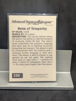 Helm of Telepathy #230 Silver Adv Dungeons &Dragons 2nd Ed Card - Image 2