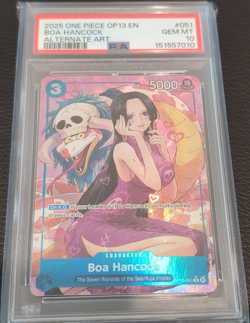 Bandai One Piece OP13 Boa Hancock Alternate Art 2025 #051 PSA 10 - Image 1