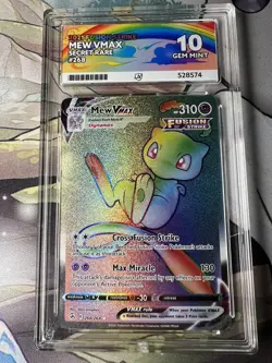 ACE 10 Mew VMAX 268/264 Rainbow Secret Fusion Strike Pokemon Card Matching Label - Image 1