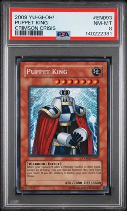2009 Yu-Gi-Oh! Puppet King CRMS Unlimited Secret Rare PSA 8 - Image 1