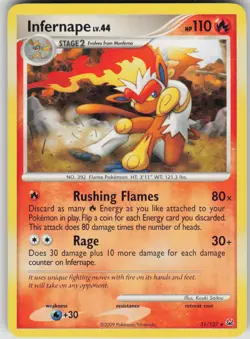 Pokemon TCG Infernape Rare Platinum 31/127 - Image 1