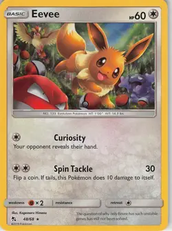 Eevee 48/68 Holo Rare Hidden Fates Pokemon Holo Near Mint - Image 1