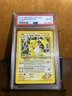 Pokemon 2000 Gym Challenge Lt. Surge's Raichu 11/132 Holo Unlimited PSA 8 - Image 1