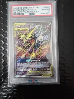2019 POKEMON SM BLACK STAR PROMO FULL ART/MOLTRES & ZAPDOS & ARTICUNO GX PSA 10 - Image 1