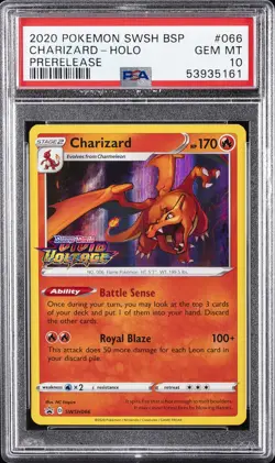 2020 POKEMON SWSH BLACK STAR PROMO PRERELEASE #066 CHARIZARD-HOLO PSA 10 - Image 1