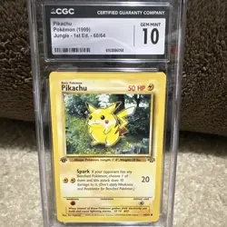 Pokemon TCG Jungle Pikachu 60/64 Regular 1st Edition EN CGC 10 - Image 1