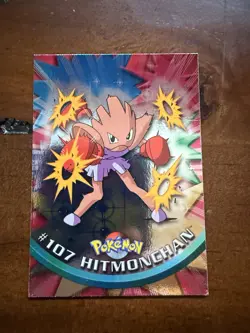 2000 Topps Pokemon TV Hitmonchan #107 Silver Foil Blue Logo Series 2 - Image 1