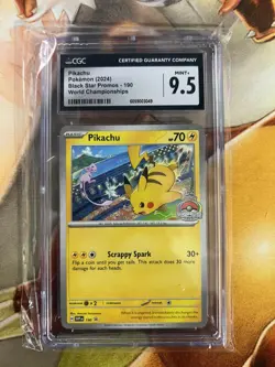 Pikachu SVP190 World Championship CGC Graded 9.5 Pokemon Trading Card Game - Image 1