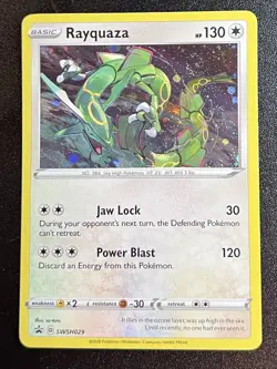 🌀Fart Swirl🌀 Rayquaza SWSH029 Crown Zenith Sea & Sky Black Star Promo Pokemon - Image 1