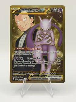 Team Rocket's Mewtwo ex 240/182 Gold Hyper Rare Pokemon TCG Destined Rivals NM - Image 1