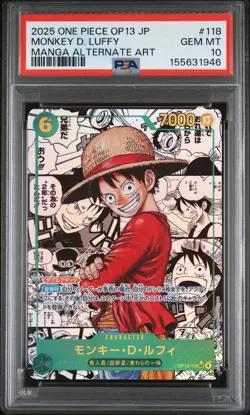 One Piece Monkey D. Luffy OP13-118 Manga Alternate Art Japanese PSA 10 Gem Mint - Image 1