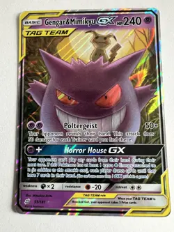 Pokemon TCG Gengar & Mimikyu GX Team Up Holo Ultra Rare Card 53/181 NM - Image 1