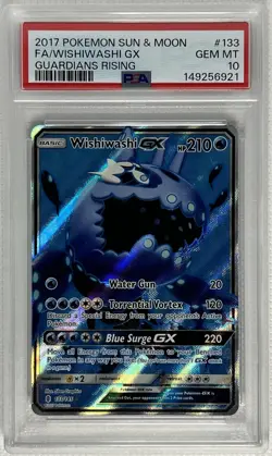 2017 Pokemon Sun & Moon Guardians Rising Wishiwashi GX 133/145 Full Art PSA 10 - Image 1