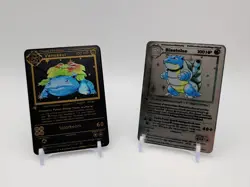 Pokemon Black Metal Venusaur & Silver Metal Blastoise Custom Card Set Of 2 - Image 1