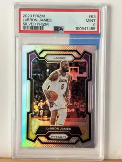 Panini Prizm LeBron James Lakers 2023-24 NBA Card #63 Silver Prizm PSA 9 - Image 1