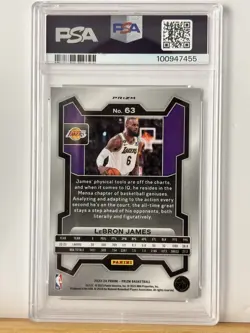 Panini Prizm LeBron James Lakers 2023-24 NBA Card #63 Silver Prizm PSA 9 - Image 2