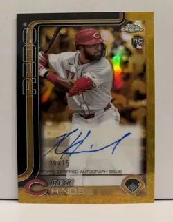 RECE HINDS 2025 TOPPS CHROME GILDED ROOKIE AUTOGRAPH RC ON CARD AUTO /75 - Image 1
