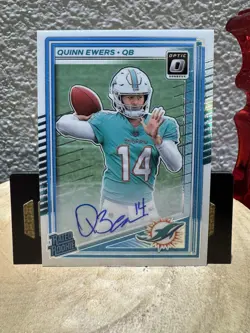 2025 Panini Donruss Optic Quinn Ewers Rated Rookie RC On Card Auto /350 Dolphins - Image 1