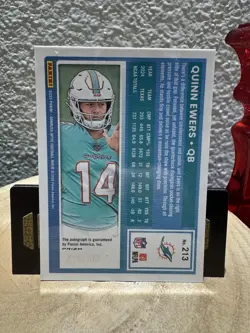 2025 Panini Donruss Optic Quinn Ewers Rated Rookie RC On Card Auto /350 Dolphins - Image 2
