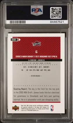 2003-04 Upper Deck MVP #201 LeBron James Cavs Lakers Rookie RC PSA 10 GEM MT💎👑 - Image 2