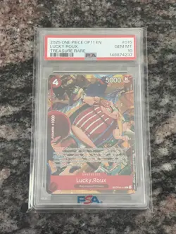 2025 ONE PIECE OP11-A FIST OF DIVINE SPEED TREASURE RARE #015 LUCKY ROUX PSA 10 - Image 1
