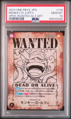 WANTED Alt Art Monkey D. Luffy One Piece OP09 Emperors/New World Japanese PSA 10 - Image 1