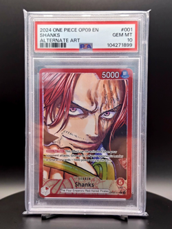 PSA 10 Shanks One Piece OP09-001 Emperors in the New World Alt Art Foil EN - Image 1