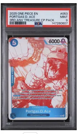 2025 ONE PIECE 3RD ANNIVERSARY! TREASURE CAMPAIGN PACK PORTGAS D. ACE PSA 9 - Image 1