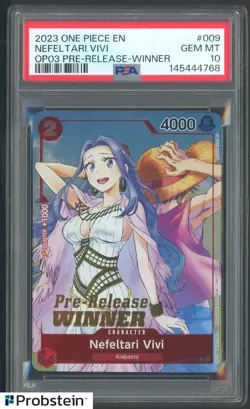 2023 One Piece Nefeltari Vivi OP03 EN Pre-Release Winner PSA 10 GEM MINT - Image 1