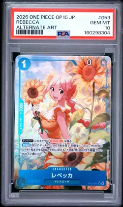 One Piece Japanese #OP15-053 Rebecca (OP15-053) (Alternate Art) PSA 10 - Image 1
