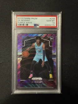 2019 Panini Prizm Ja Morant RC PSA 10 Purple Wave Grizzlies Rookie GEM MT #249 - Image 1