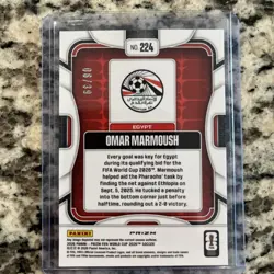 2026 Prizm FIFA World Cup Omar Marmoush Red Wave # 6/39 Egypt #224 - Image 2