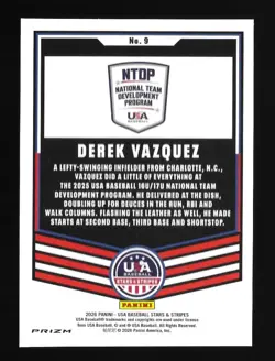 Derek Vazquez 2026 Panini Stars & Stripes Snakeskin Prizm Case Hit RC SSP RARE - Image 2