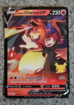 Pokemon TCG Lance's Charizard V SWSH133 Celebrations Promo LP Card - Image 1