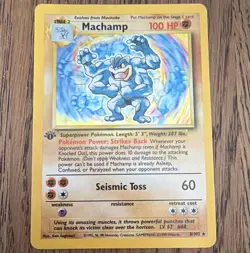 Pokemon Base Set Machamp 1st Edition Holo 8/102 WOTC 1999 LP - Image 1