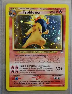 Pokemon TCG Typhlosion #17/111 Rare Holo w/ Swirl - Neo Genesis - LP - Image 1