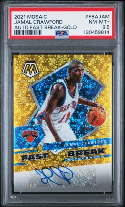 2021 Panini Mosaic Autographs Fast Break Jamal Crawford Gold /10 PSA 8.5 - Image 1