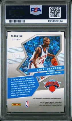 2021 Panini Mosaic Autographs Fast Break Jamal Crawford Gold /10 PSA 8.5 - Image 2