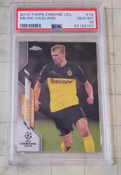 2019-20 Topps Chrome UCL #74 Erling Haaland rookie card PSA 10 - Image 1