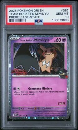 2025 POKEMON DRI EN-DESTINED RIVALS #087 TEAM ROCKET'S MIMIKYU PSA 10 - Image 1