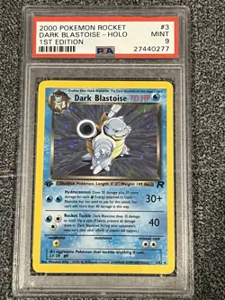 2000 POKEMON ROCKET 1ST EDITION #3 DARK BLASTOISE-HOLO PSA 9 Double Swirl - Image 1