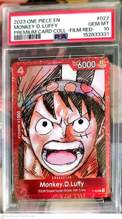 One Piece Monkey D. Luffy P-022 Card Collection Film Red Eng PSA 10 Gem Mint - Image 1