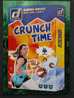 2025 Panini Donruss WNBA - Crunch Time Sabrina Ionescu #9 Green Fireworks /399 - Image 1