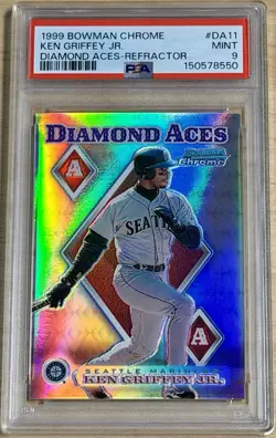 1999 Bowman Chrome Ken Griffey Jr Diamond Aces Refractor #DA-11 PSA 9 Mint - Image 1
