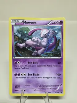 Pokemon XY100 Mewtwo Holo Rare Black Star Promotional TCG Card Swirl - Image 1