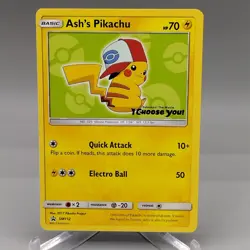 Ash's Pikachu SM112 Black Star Promo Card Pokemon Movie I Choose You 2017 TCG MP - Image 1
