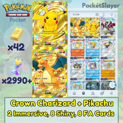 Pokemon TCG (Trading Card Game) Pocket 2 Crown Charizard Pikachu | 2990 Pack HG - Image 1