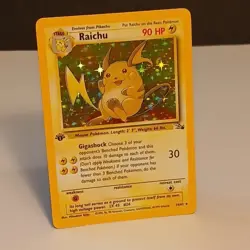 NM 1st Edition Raichu Fossil Holo Rare Pokemon Card #14/62 - Image 1
