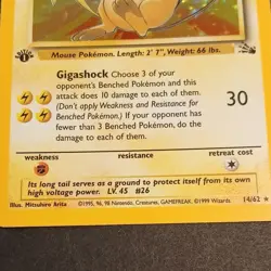 NM 1st Edition Raichu Fossil Holo Rare Pokemon Card #14/62 - Image 5
