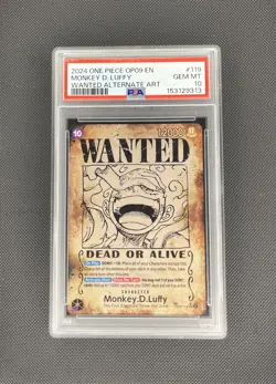 One Piece Card Monkey D. Luffy OP05-119 Wanted Alternate Art OP09 ENG - PSA 10 - Image 1